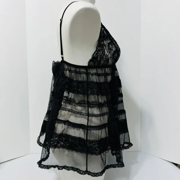 Victoria's Secret Sexy Ruffled Lace Lingerie Dress Mesh - Picture 4 of 11